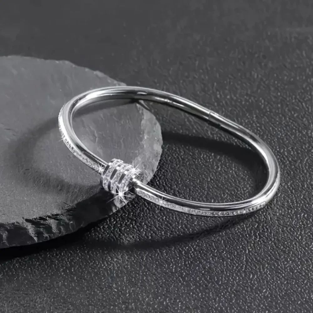 Silver Diamond Bangle Bracelet